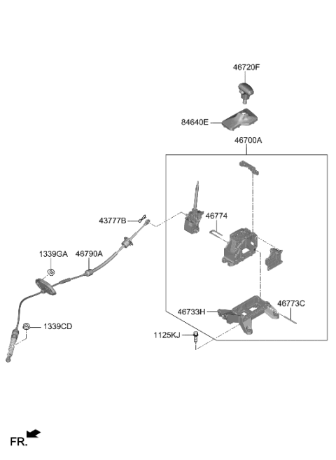 2011 Hyundai Accent Lever Assembly-Atm Diagram for 46700-BY200