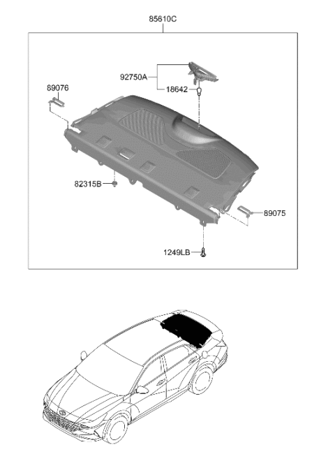 2022 Hyundai Elantra Hybrid Rear Package Tray Diagram