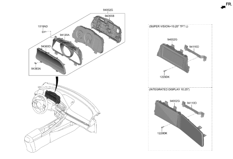 2011 Hyundai Accent Cluster Assembly-Instrument Diagram for 94001-BY000