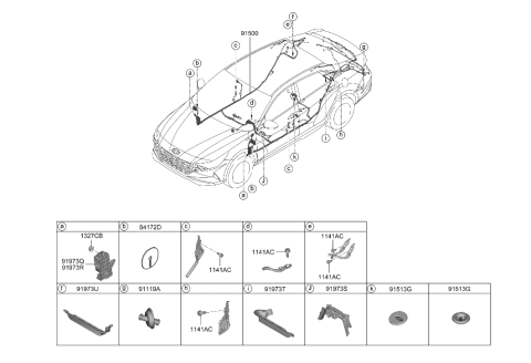 2022 Hyundai Elantra Wiring Assembly-Floor Diagram for 91510-BY020