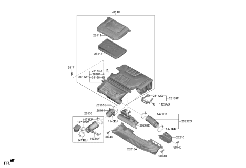 2023 Hyundai Elantra Sensor Assembly-Air Flow Diagram for 28164-03200