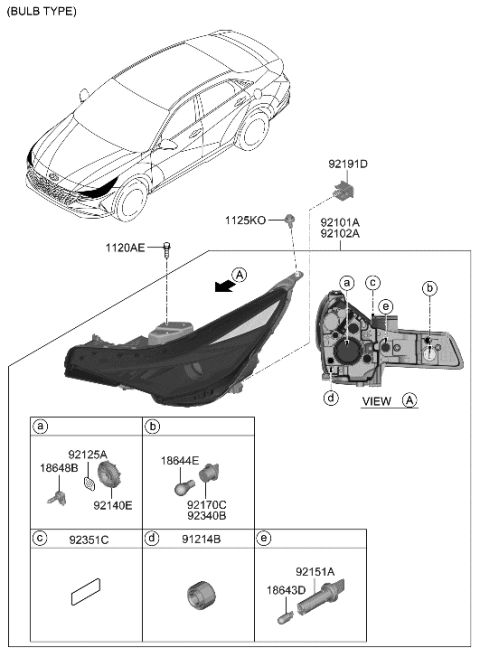 2022 Hyundai Elantra Socket-FR Position Lamp Diagram for 92166-A9200