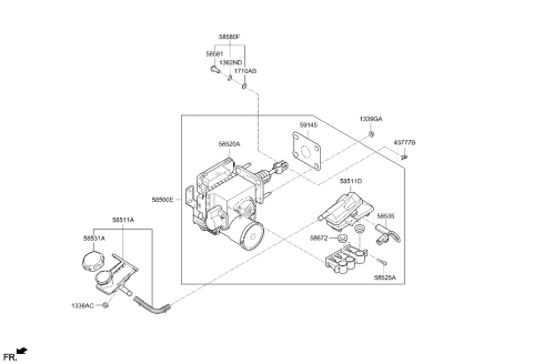 2023 Hyundai Elantra Brake Master Cylinder & Booster Diagram