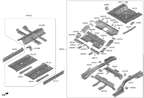 2021 Hyundai Elantra Panel Complete-Rear Floor Diagram for 65500-BY001