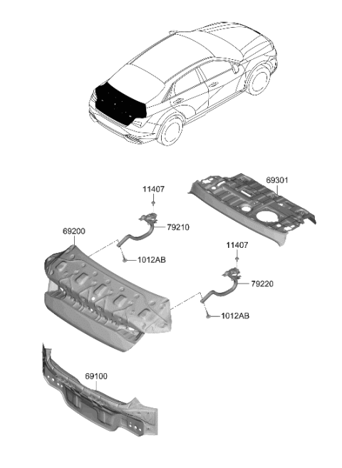 2021 Hyundai Elantra Panel Assembly-Back Diagram for 69100-AA030