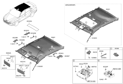 2022 Hyundai Elantra Sunvisor & Head Lining Diagram