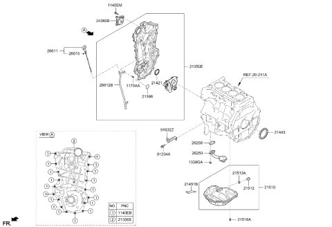 2022 Hyundai Elantra Belt Cover & Oil Pan Diagram