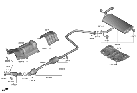 2021 Hyundai Elantra MUFFLER Complete-Center Diagram for 28600-BY750