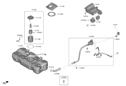 2023 Hyundai Elantra Hose-Fuel Filler Diagram for 31036-BY000