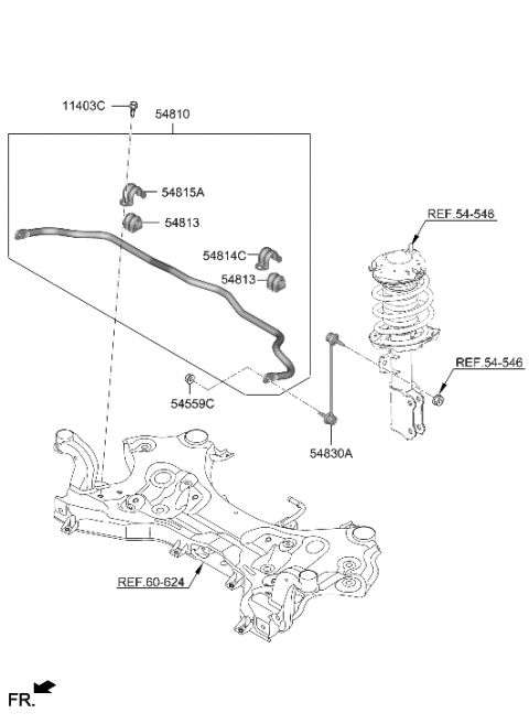 2008 Hyundai Accent Link Assembly-Front Stabilizer Diagram for 54830-AA000