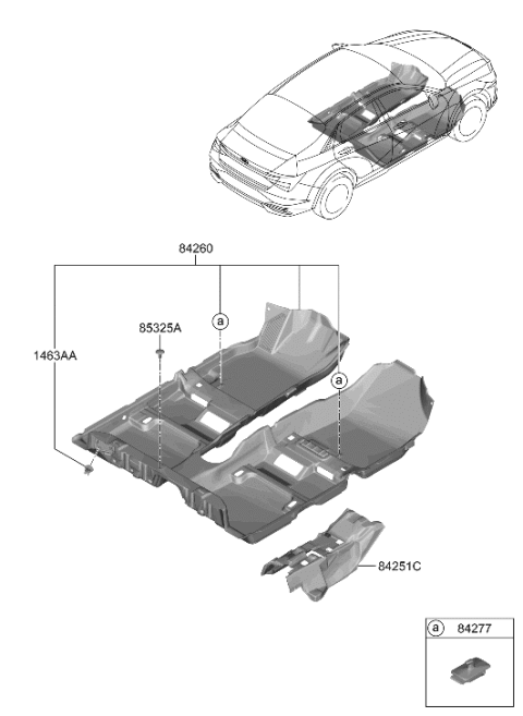 2008 Hyundai Accent ISOLATION PAD-FR TUNNEL Diagram for 84250-AA000