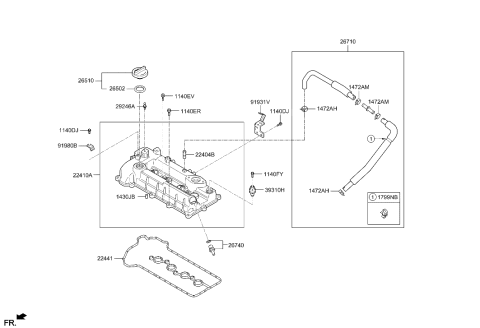 2022 Hyundai Elantra Hose Assembly-Breather Diagram for 26710-03HB0