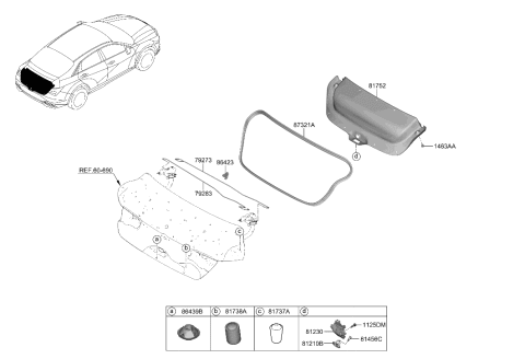 2021 Hyundai Elantra Hybrid Trunk Lid Trim Diagram
