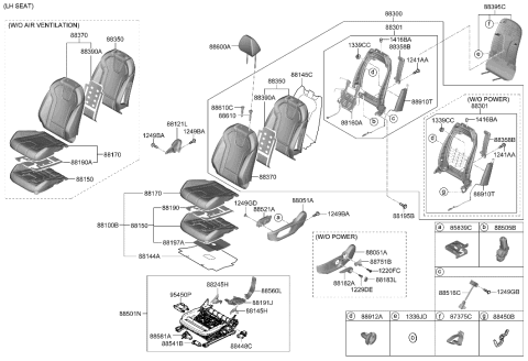 2008 Hyundai Accent Knob-Front Seat Recliner,LH Diagram for 88191-AA000-NNB