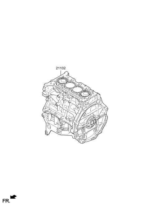 2022 Hyundai Elantra Hybrid Short Engine Assy Diagram