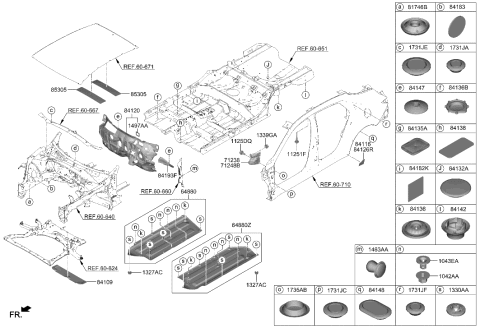 2023 Hyundai Elantra Under Cover Assembly,LH Diagram for 84217-AA000