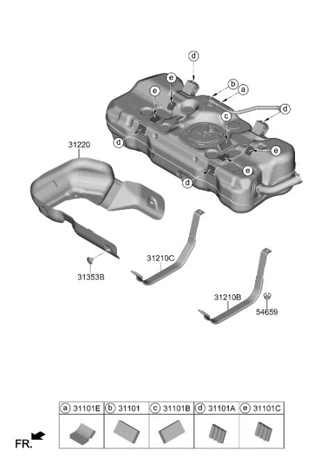 2022 Hyundai Elantra Band Assembly-Fuel Tank RH Diagram for 31211-BY000