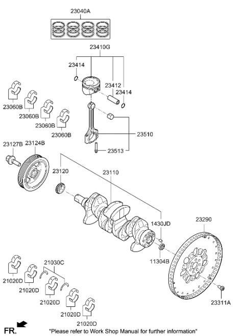 2021 Hyundai Elantra Flywheel-Engine Clutch Diagram for 23290-03400