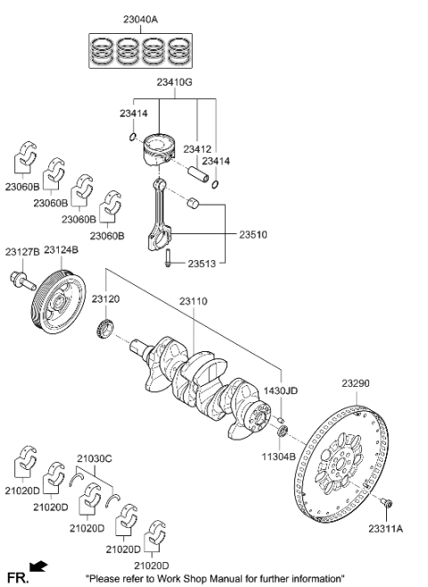 2023 Hyundai Elantra Hybrid Crankshaft & Piston Diagram