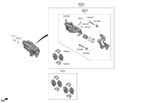 2022 Hyundai Elantra Brake Assembly-RR Wheel,LH Diagram for 58210-BY400