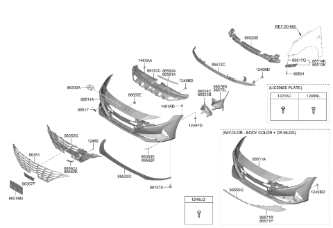 2013 Hyundai Accent Lip-Front Bumper Diagram for 86591-AA000