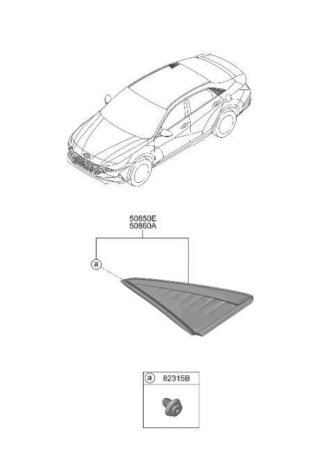 2021 Hyundai Elantra Hybrid Quarter Window Diagram