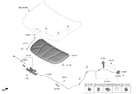 2021 Hyundai Elantra Hybrid Hood Trim Diagram