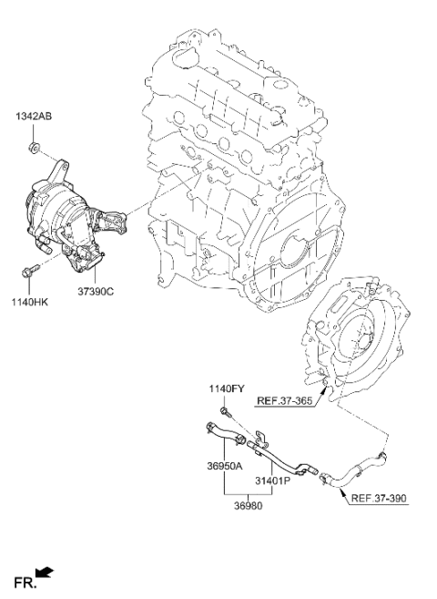 2023 Hyundai Elantra Hose Assembly Diagram for 36980-2B001