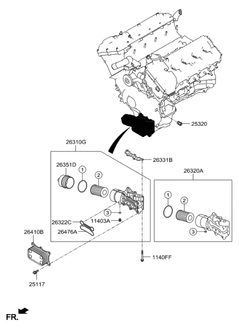 2013 Hyundai Equus Front Case & Oil Filter Diagram 6