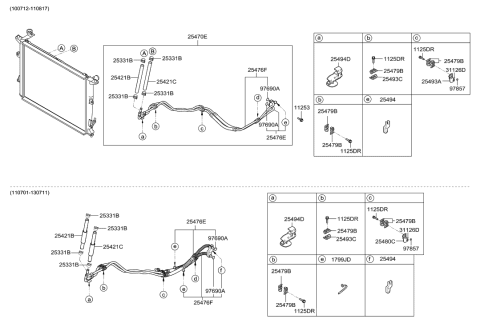 2011 Hyundai Equus Tube Assembly-Oil Cooler Diagram for 25470-3M210