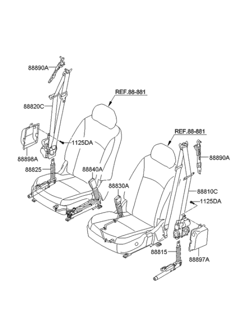 2016 Hyundai Tucson Front Seat Belt Assembly Left Diagram for 88870-3N590-SH