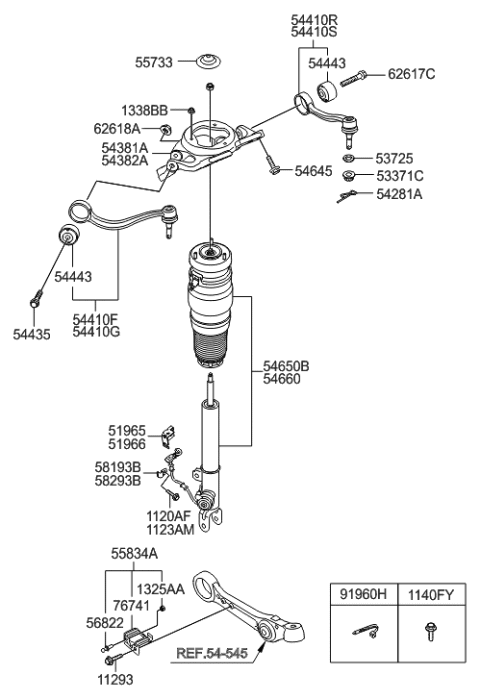 2013 Hyundai Equus Strut Assembly, Front, Left Diagram for 54605-3N510