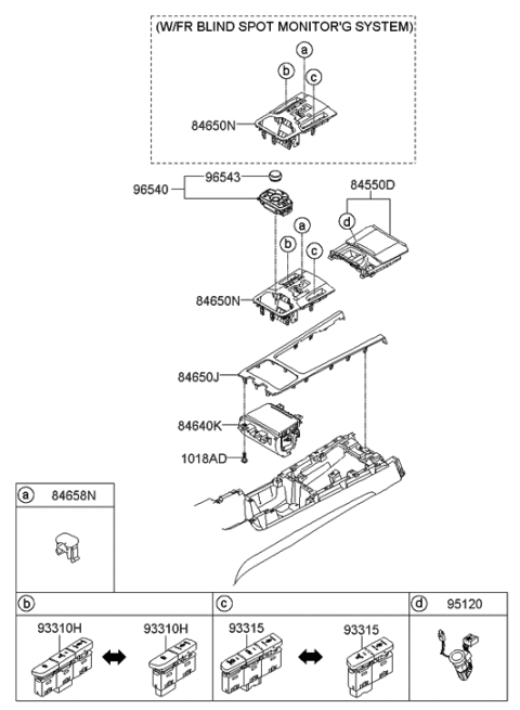 2016 Hyundai Tucson Cigar Lighter Socket Assembly Diagram for 95120-3N000