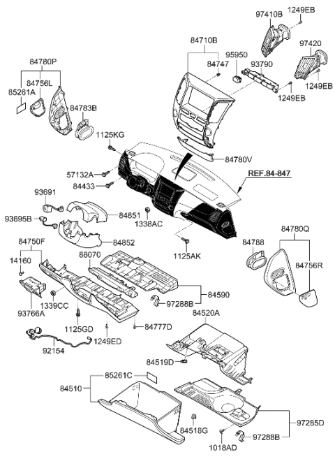 2010 Hyundai Equus Cover-Fuse Box RH Diagram for 84787-3N000-HZ