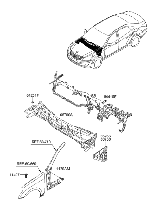 2010 Hyundai Equus Cowl Panel Diagram