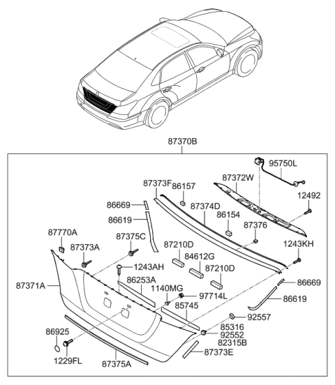 2013 Hyundai Equus Tapping Screw-FLANGE Head Diagram for 12493-03087-B