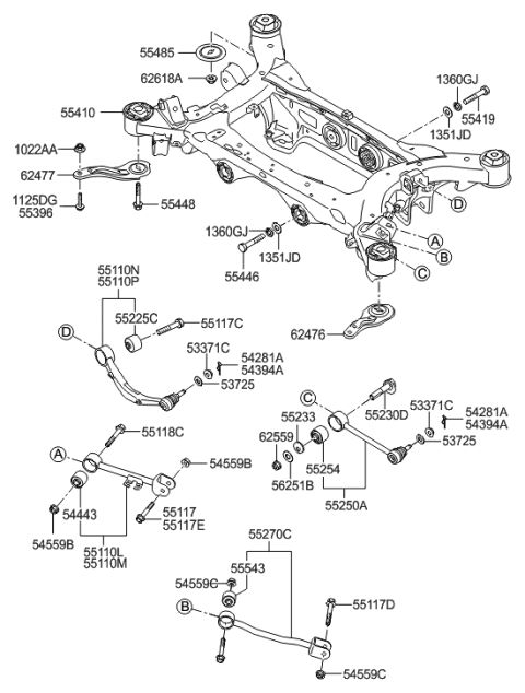 2016 Hyundai Tucson Crossmember-Rear Diagram for 55405-3N150
