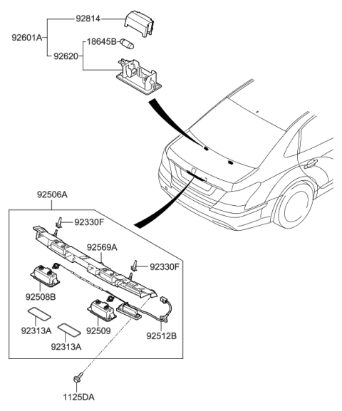 2016 Hyundai Tucson Lamp Assembly-License Plate,LH Diagram for 92503-3N000