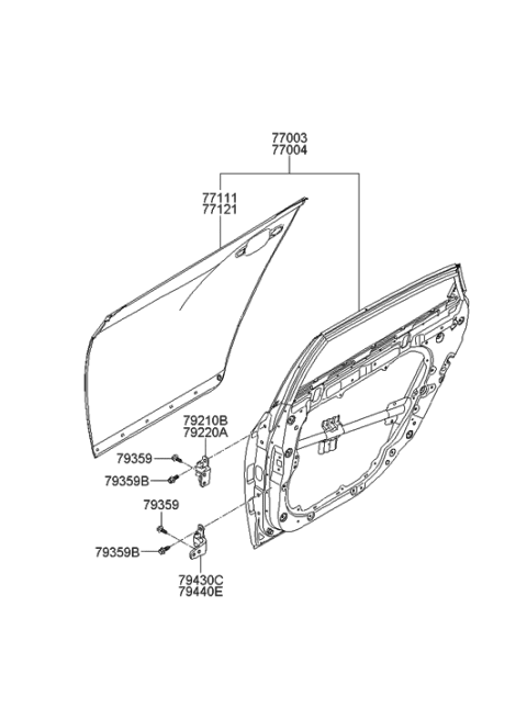 2010 Hyundai Equus Panel Assembly-Rear Door,RH Diagram for 77004-3N000