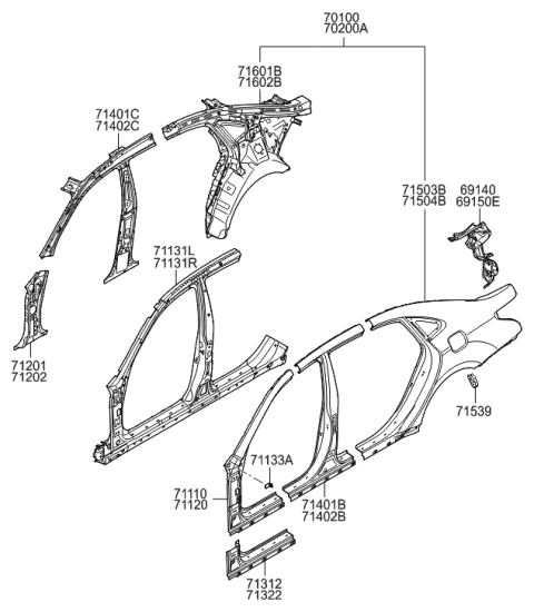 2011 Hyundai Equus Panel Complete-Combination Lamp Housing,LH Diagram for 69131-3N000