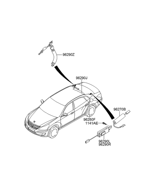 2010 Hyundai Equus Feeder Cable-Antenna Diagram for 96290-3N140