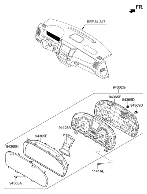 2016 Hyundai Tucson Cluster Assembly-Instrument Diagram for 94003-3N270