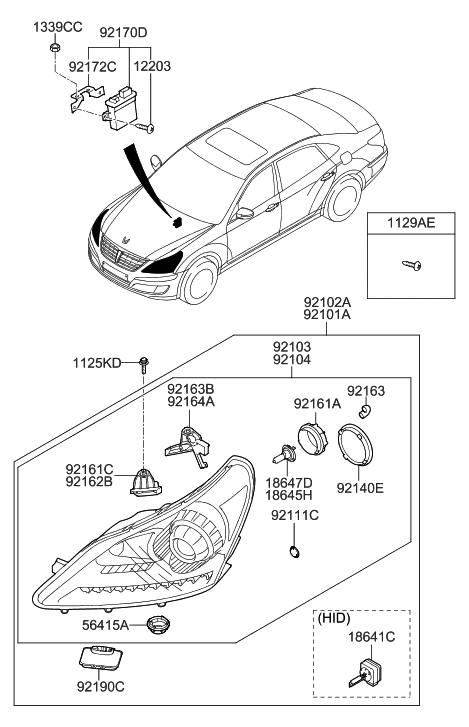 2016 Hyundai Tucson Head Lamp Sub Assembly, Left Diagram for 92103-3N230