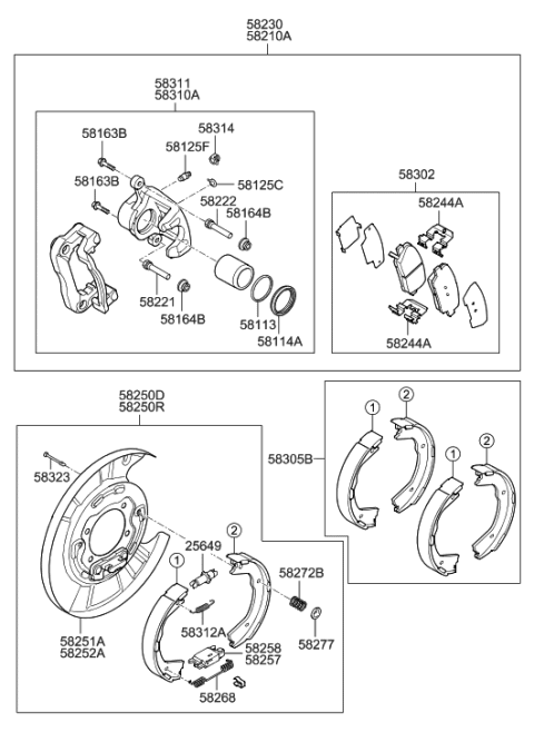 2016 Hyundai Tucson Brake Assembly-Parking Rear,RH Diagram for 58270-3N000
