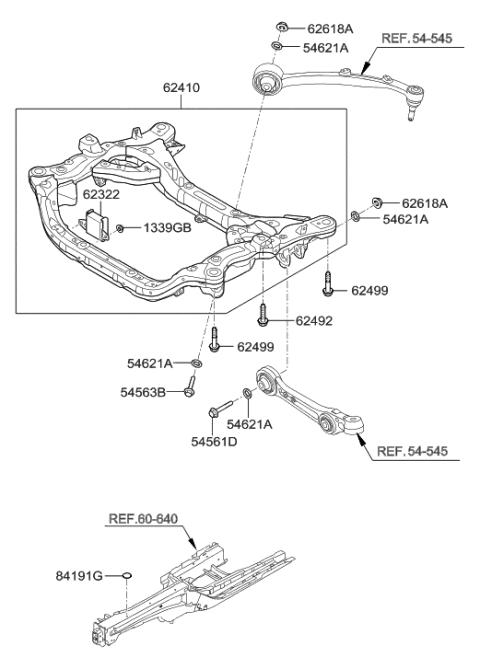 2012 Hyundai Equus Crossmember Assembly-Front Diagram for 62410-3N163