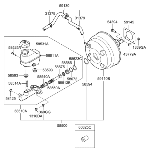 2011 Hyundai Equus Brake Master Cylinder & Booster Diagram