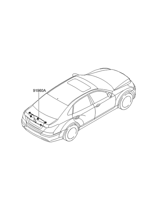 2011 Hyundai Equus Wiring Assembly-Trunk Lid Diagram for 91670-3N030