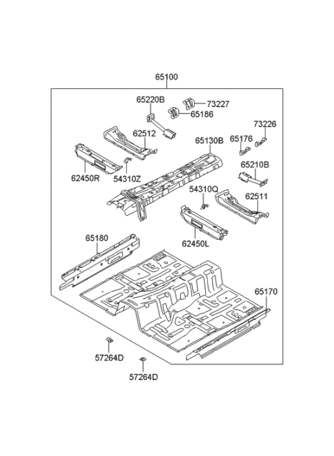 2010 Hyundai Equus Reinforcement Assembly-Center Floor Diagram for 65131-3N100