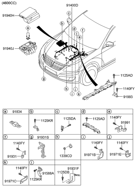 2010 Hyundai Equus Wiring Assembly-Engine Control Module Diagram for 91414-3M020