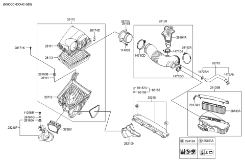 2017 Hyundai Tucson Insulator-Air Cleaner Body Diagram for 28160-3V100